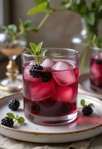 Portakal dilimi ve böğürtlenle süslenmiş portakallı böğürtlenli cider meyveli içecek