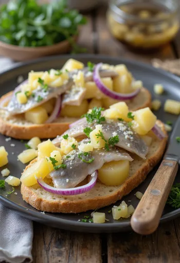 Peynirli Surströmming, ekmek üzerinde taze servis edilmiş