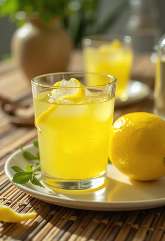 Şişede sunulan limon likörü