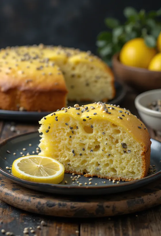 Haşhaşlı limonlu pasta sunumu
