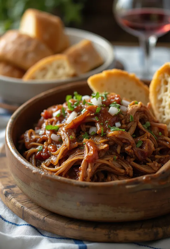 Taze sandviç ekmeğinde ve lahana turşusuyla servis edilen BBQ pulled pork