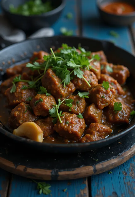 Garam masalalı bhuna dana eti, baharatlı soslu Hint dana eti