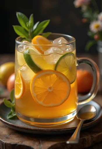 Servis edilmiş narenciyeli cider