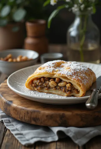 Haşhaşlı cevizli strudel sunumu