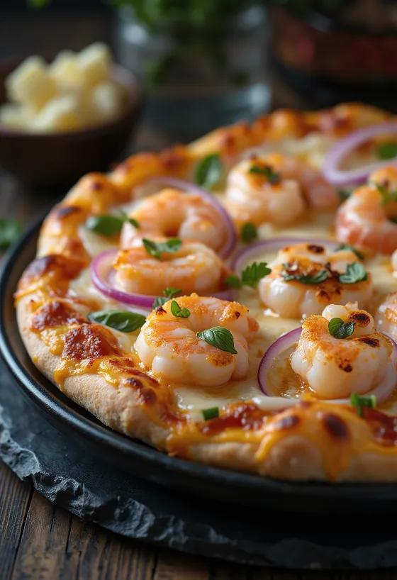 Karidesli İsveç usulü pizza