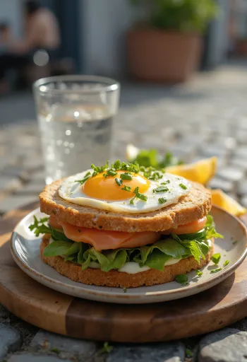 Tam buğday unlu Smörgåstårta, somon ve salatalık ile