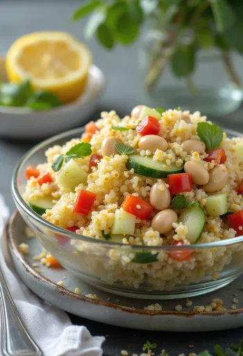 Fasulyeli vegan kinoa salatası