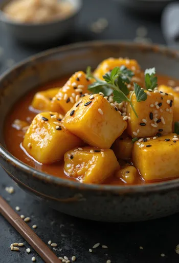 Susamlı patlıcan yahnisi servis edilmiş