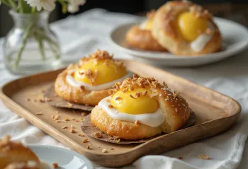 Badem unlu skolebrød – hindistan cevizli ve puding dolgulu çörek