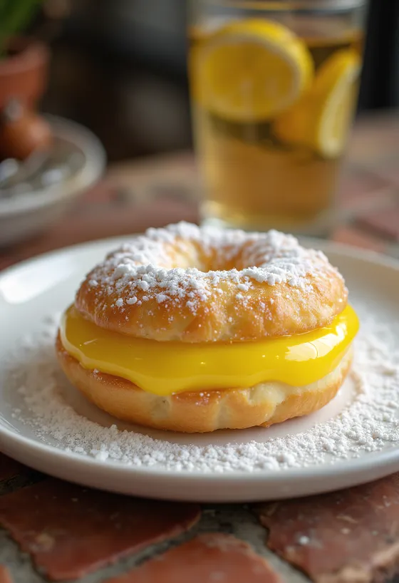 Servis edilmiş Limon Kremalı Donut