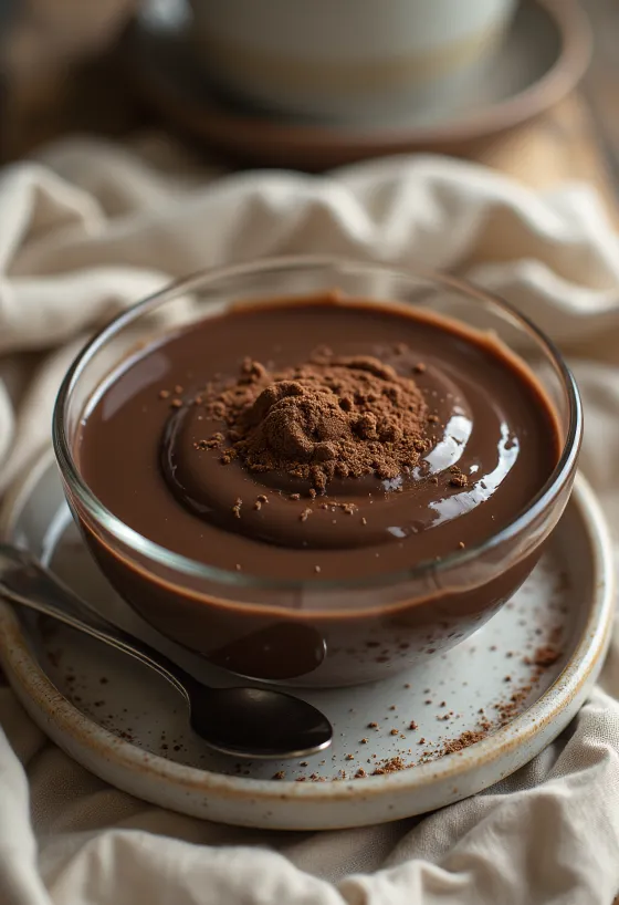 Bir bardakta sunulan çikolatalı puding