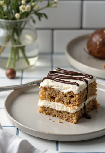 Mascarponeli krema ve bitter çikolata ile şekersiz kestaneli pasta