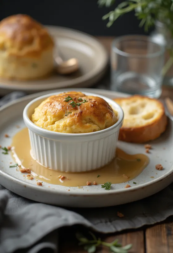 Kızarmış ekmek ve salata ile servis edilen Gâteau de foie