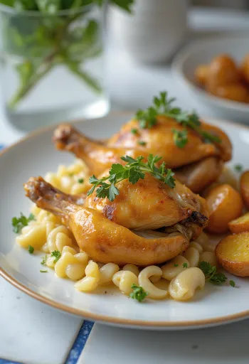 Çıtır derili ve limonla süslenmiş baharatlı fırın bıldırcın