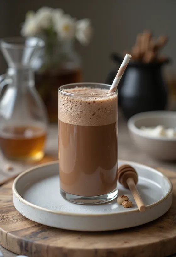 Bardakta sunulan çikolatalı milkshake
