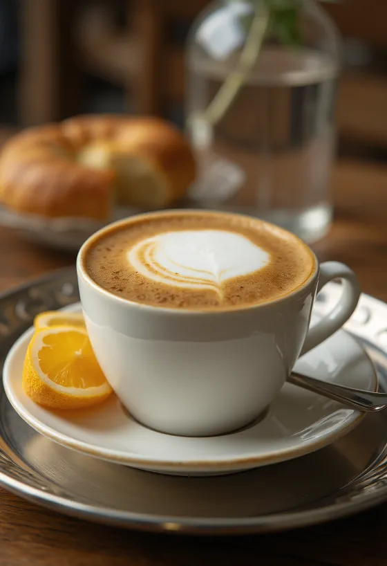 Çubuk tarçın ve zencefille süslenmiş tarçınlı zencefilli latte kahve içeceği