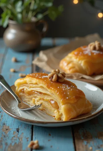 Ballı strudel sunumu