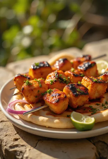 Taze servis edilen Tandoori tavuk kebap