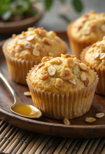 Ballı yulaflı muffin sunumu