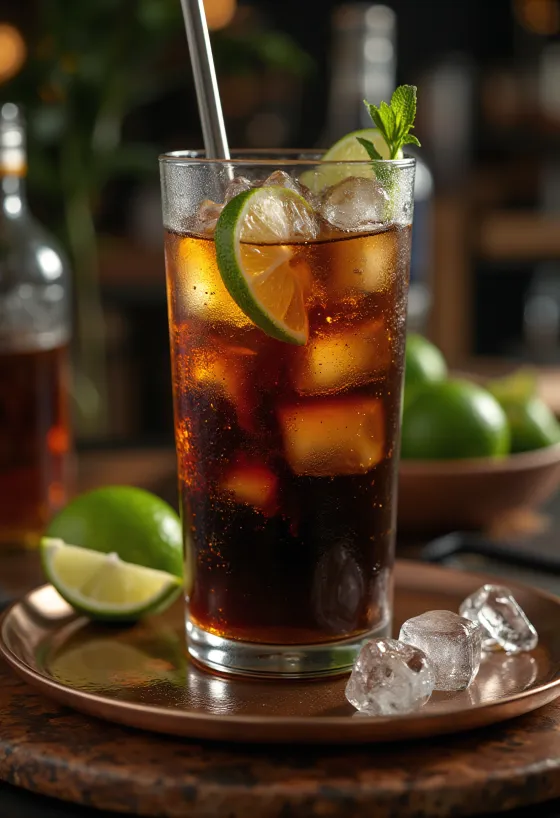 Taze servis edilmiş Cuba Libre kokteyli