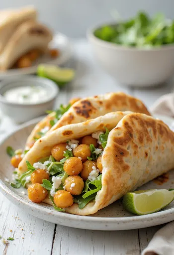Nohut ve tofu ile vegan gyros pita