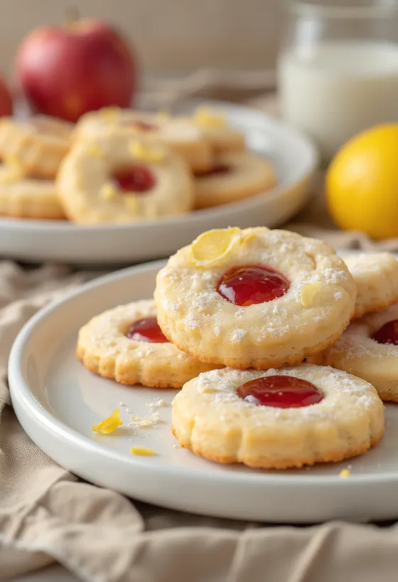 Elmalı ve limonlu linzer kurabiye servisi