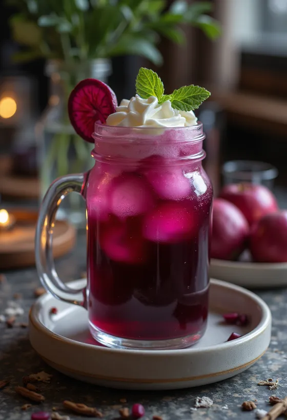 Bardakta sunulan pancarlı-elmalı cider