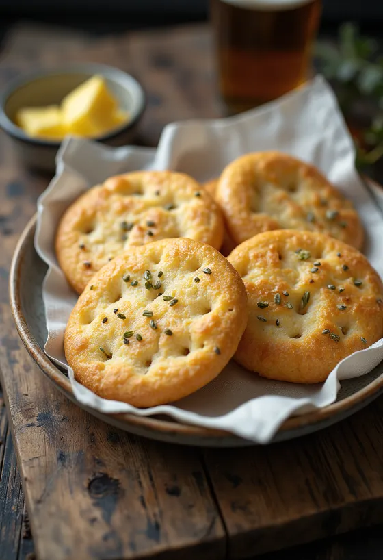 Kimyonlu Knäckebröd, dilimlenmiş ve taze servis edilmiş