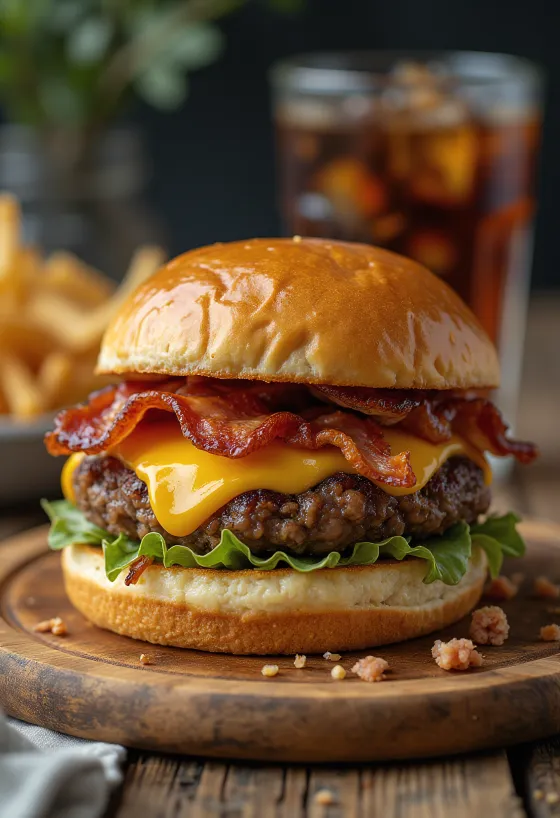 Servis edilmiş Bacon burger