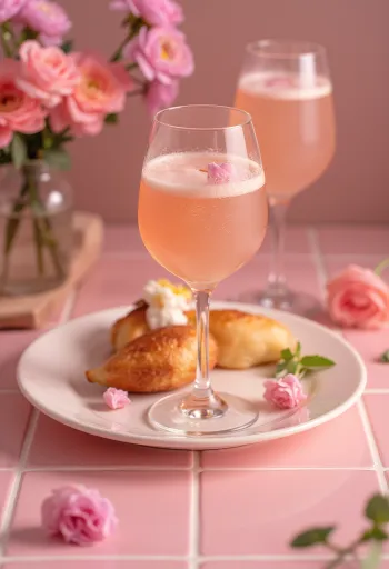 Taze şeftali püresi ve Prosecco ile süslenmiş Bellini kokteyli