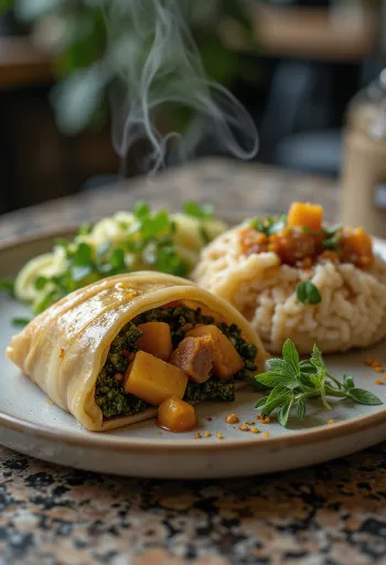 Sığır etli Laulau, hindistan cevizi kremasıyla zengin, baharatlı et, muz yapraklarında buğulanmış