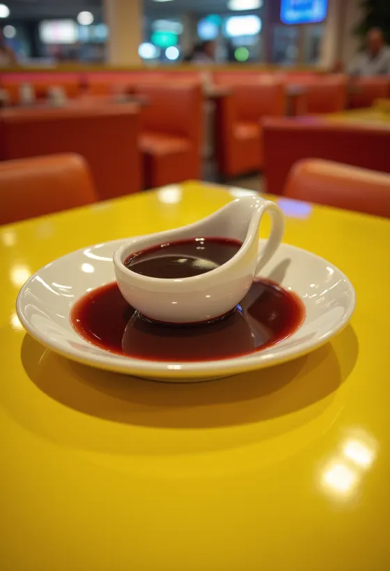 Bir kasede taze biberiye ve portakal kabuğu ile süslenmiş portakallı kırmızı şarap sosu.