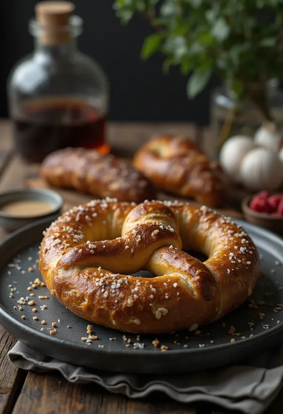 Servis edilmiş tam buğdaylı pretzel