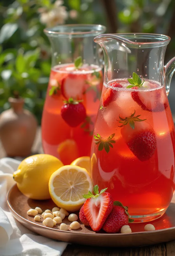 Bardakta servis edilmiş çilekli limonata