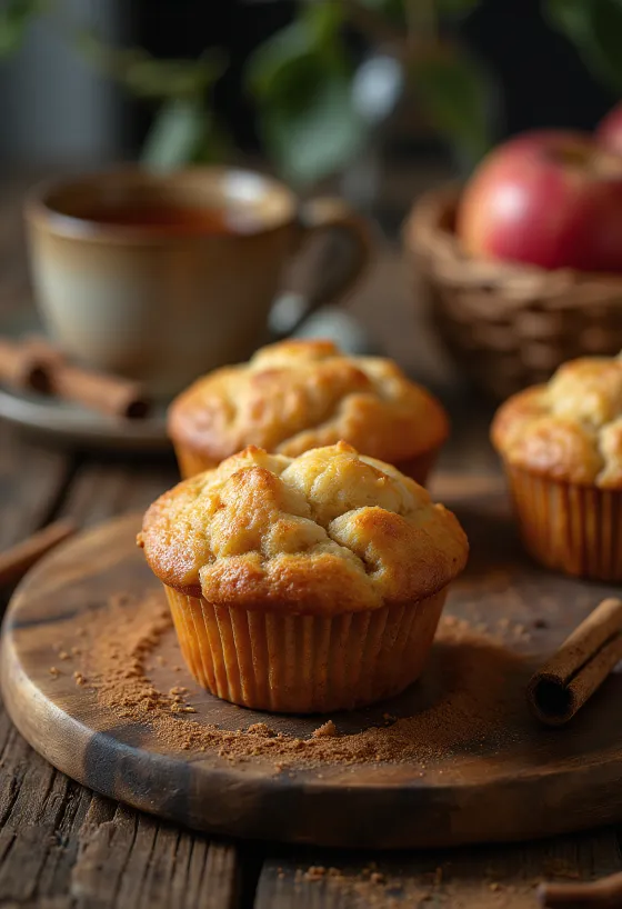 Elmalı ve tarçınlı muffin sunumu