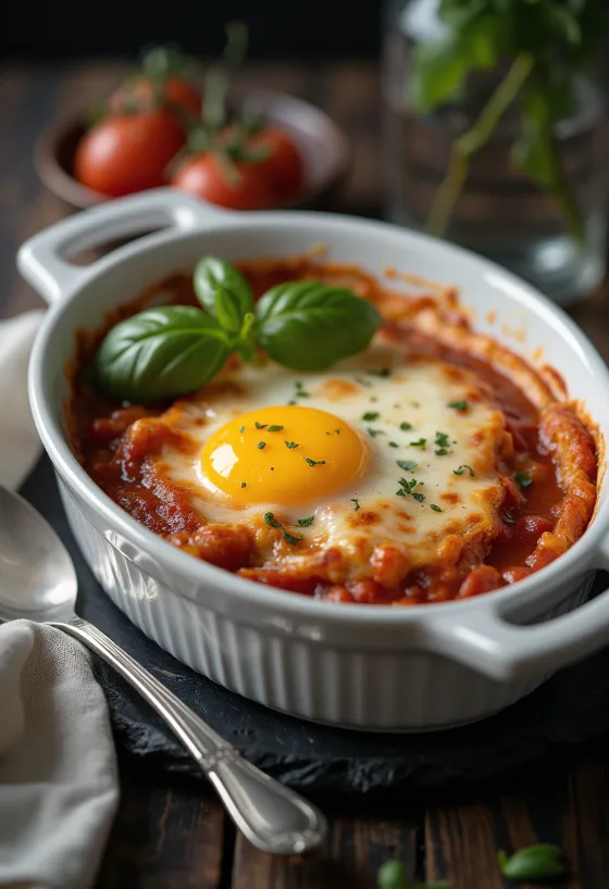 Kızarmış patlıcan, domates sosu ve erimiş peynir ile servis edilen glutensiz parmigiana