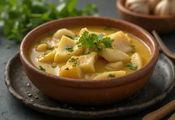 Hindistan cevizi sütlü sarı soslu balık yemeği