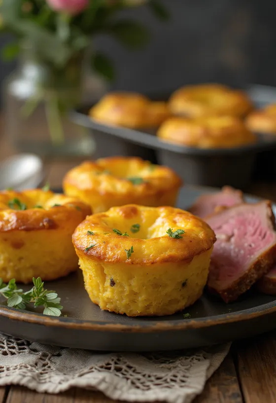 Köri baharatı ile servis edilmiş Yorkshire pudding