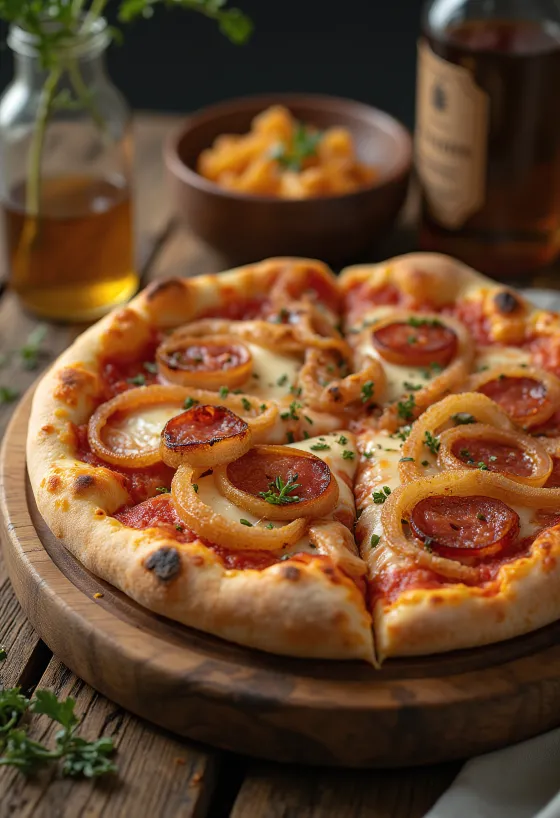 Soğanlı ve şili biberli Diavola pizza