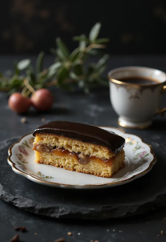 Yumuşak hamurlu, cevizli dolgulu ve çikolata kaplamalı ev yapımı Jerbo