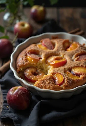 Pudra şekeri ve tarçınla servis edilen tarçınlı erikli pasta