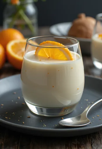 Servis edilmiş portakallı panna cotta
