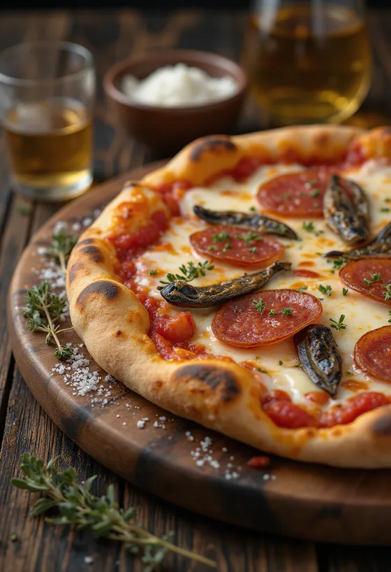 Ançüezli ve şili biberli Diavola pizza