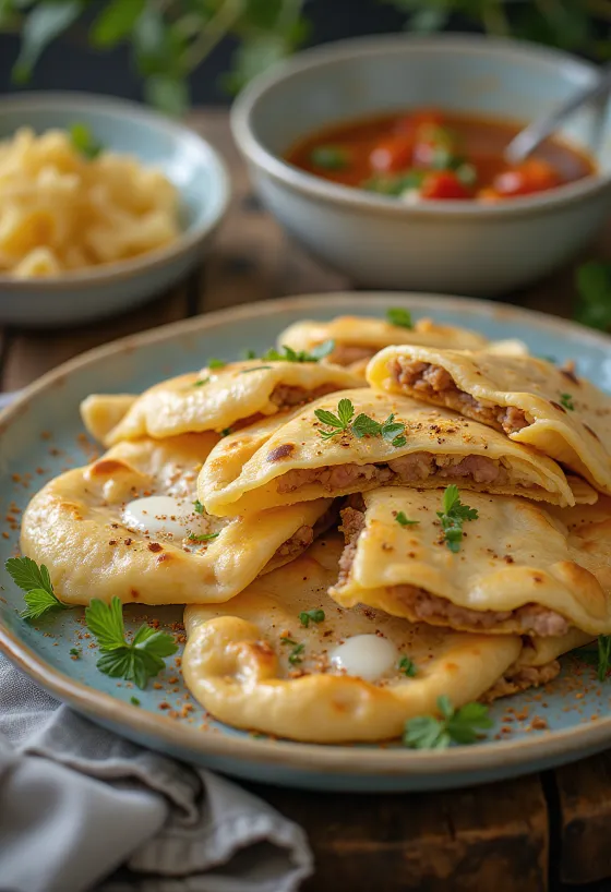 Servis edilmiş Qutab - Azerbaycan dolgulu ekmeği