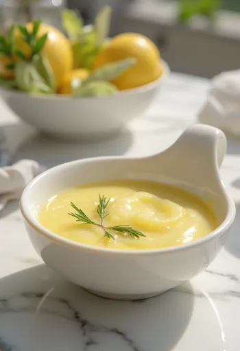 Izgara balık yanında servis edilmiş biberiyeli limon sosu