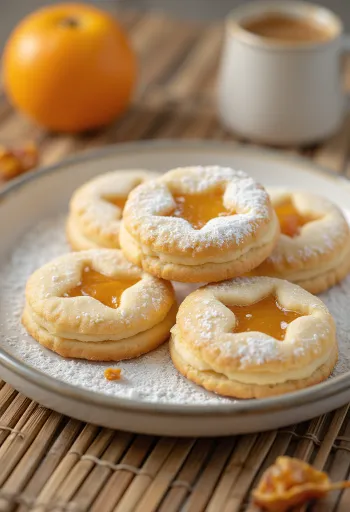 Elmalı ve portakallı linzer kurabiye sunumu