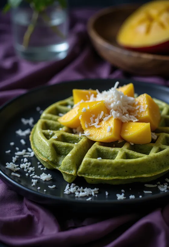 Matcha ve mango ile Asya esintili waffle