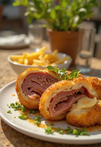 Servis edilmiş Cachopo İspanyol dolgulu et