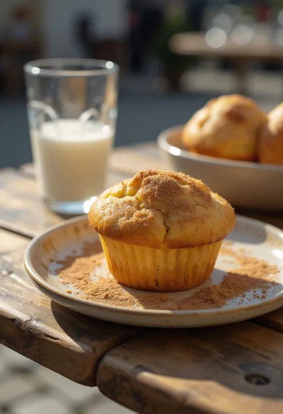 Bir tabakta servis edilen tarçınlı muffin