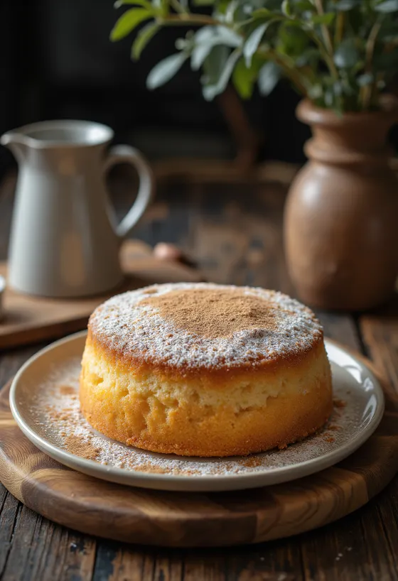 Dilimlenmiş ve servis edilmiş tarçınlı pandispanya